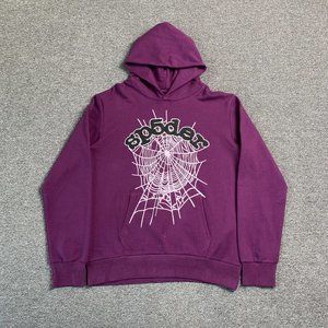 Spider Web Print Gothic Punk Hoodie-Purple